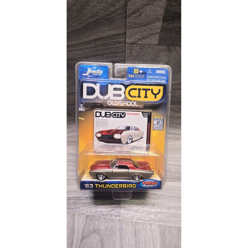 Jada Toys Dub City Old Skool 1:64 Scale 1963 Thunderbird Car Die Cast Red & Silv